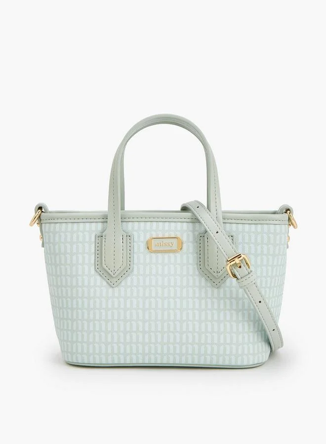 ميسي Monogram Print Tote Bag With Detachable Strap
